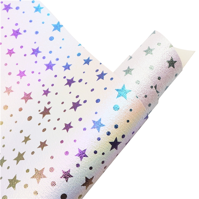 synthetic leather rainbow star Iridescent metal burst cracked faux leather 20*33cm(7.9*13