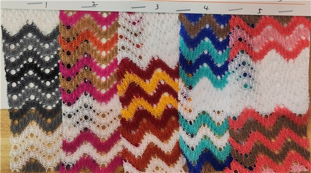 colored hollow wave pattern knitted fabric