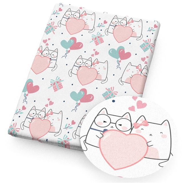 polyester cotton heart cat series polyester cotton fabric set (12 pcs/set) polyester cotton fabric,50*45cm(19.7*17.7
