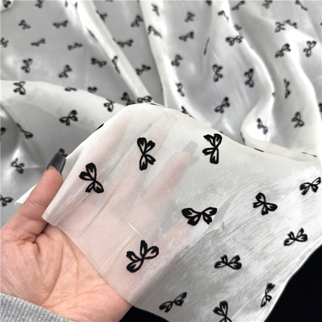 heart flocking encrypted organza fabric