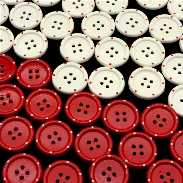 acrylic Polka dot red white circular button