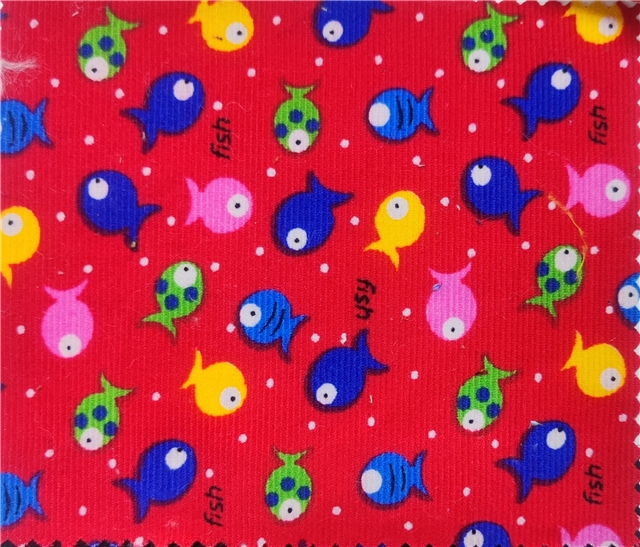 cute little fish corduroy fabric
