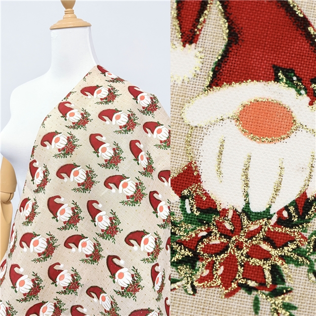 glitter Ink printing christmas snowflake imitation linen