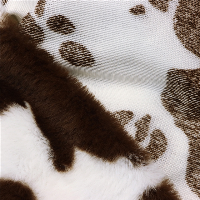 polyester fiber Rabbit hair cow pattern printed velvet fabric