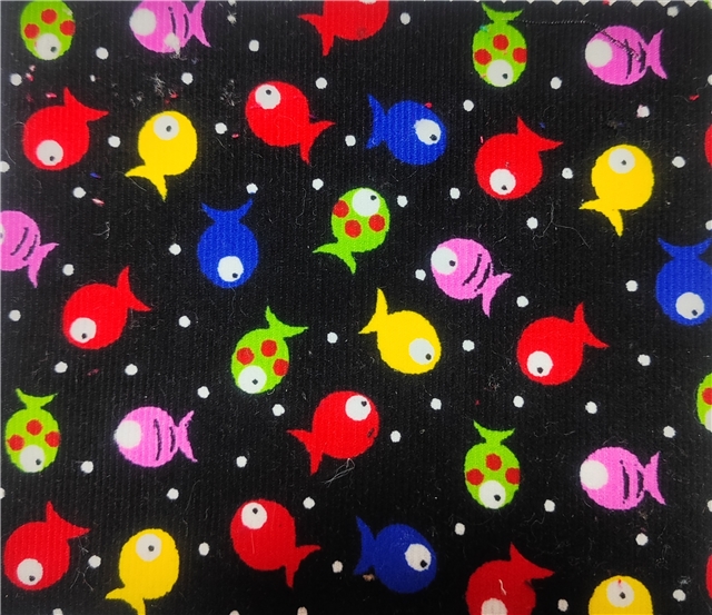 cute little fish corduroy fabric