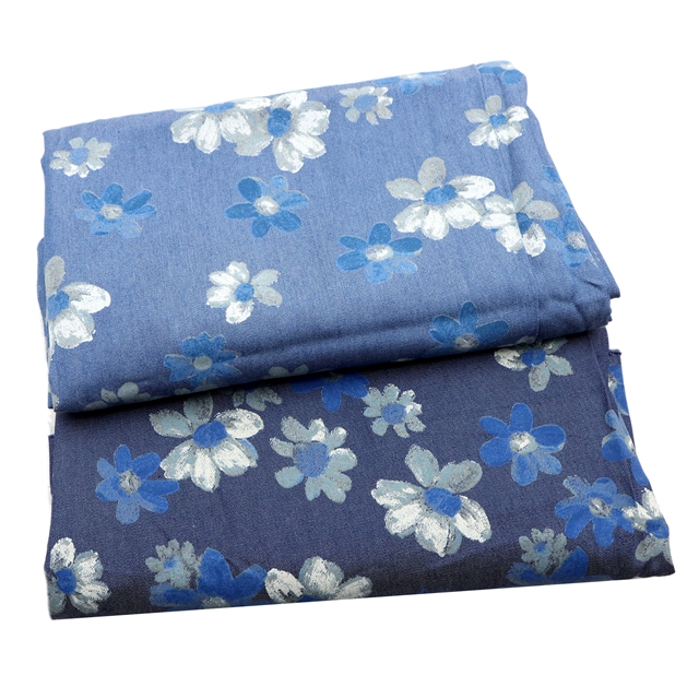 cotton printed washed denim fabric