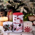 63mm christmas day flax line edged wired ribbon