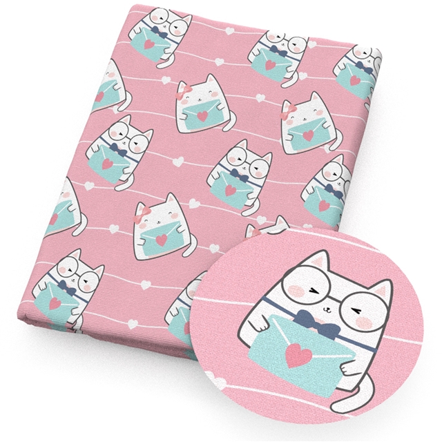 polyester cotton heart cat series polyester cotton fabric set (12 pcs/set) polyester cotton fabric,50*45cm(19.7*17.7