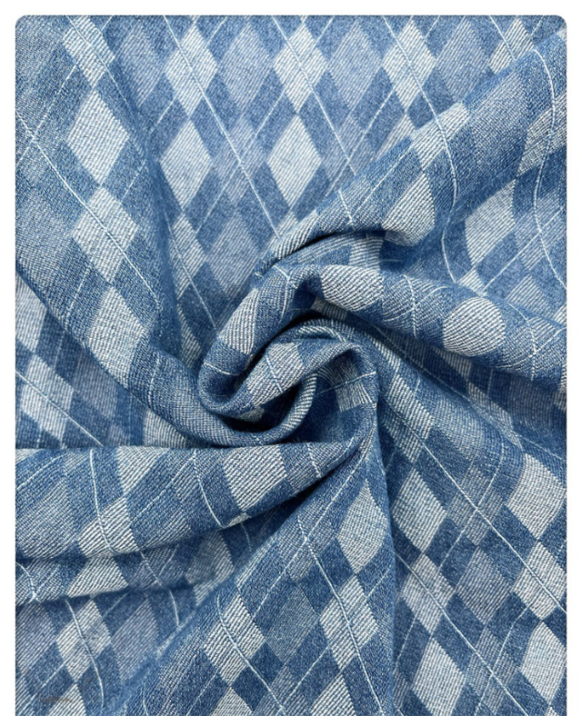 diamond patterned denim fabric