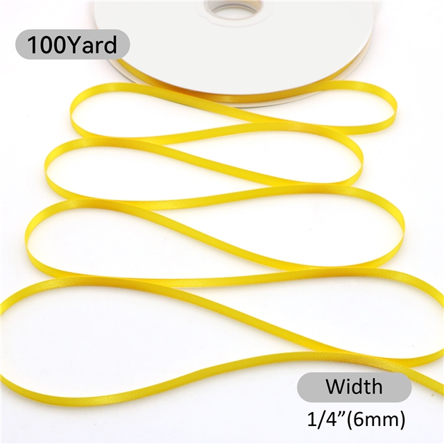 1/4" 6MM double side printed satin 1/4” YAMA double face satin 8800-006(100yard/roll) 650  Maize ,100yard