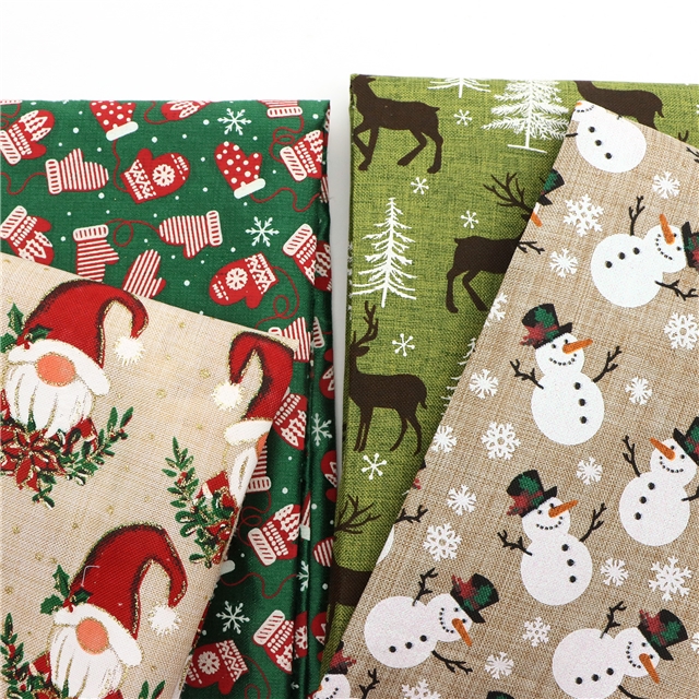glitter Ink printing christmas snowflake imitation linen