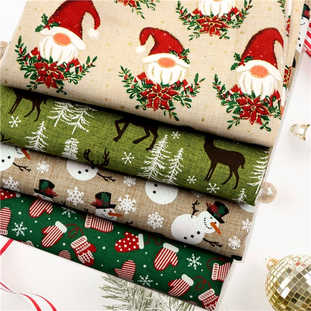 glitter Ink printing christmas snowflake imitation linen