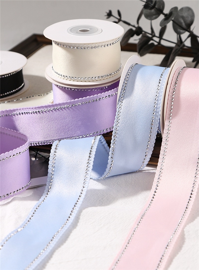 wave lace hotfix rhinestone solid color woven tape