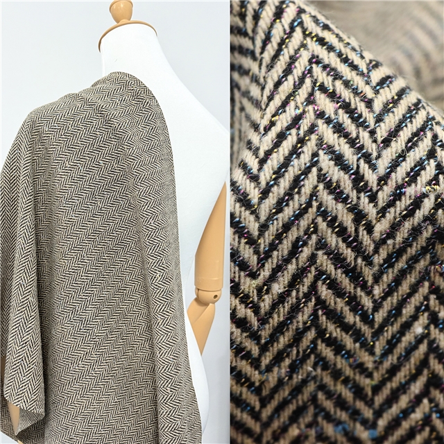 colorful bright silk woolen herringbone woolen fabric