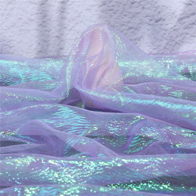 100%polyester Encrypted iridescent pleated yarn organza