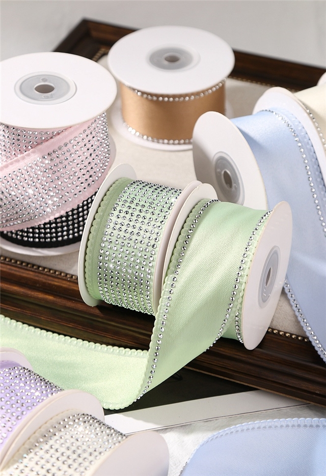 wave lace hotfix rhinestone solid color woven tape