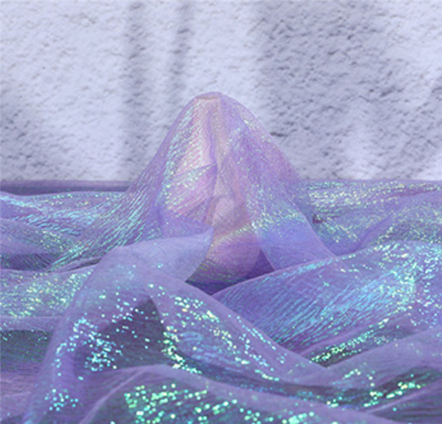 100%polyester Encrypted iridescent pleated yarn organza