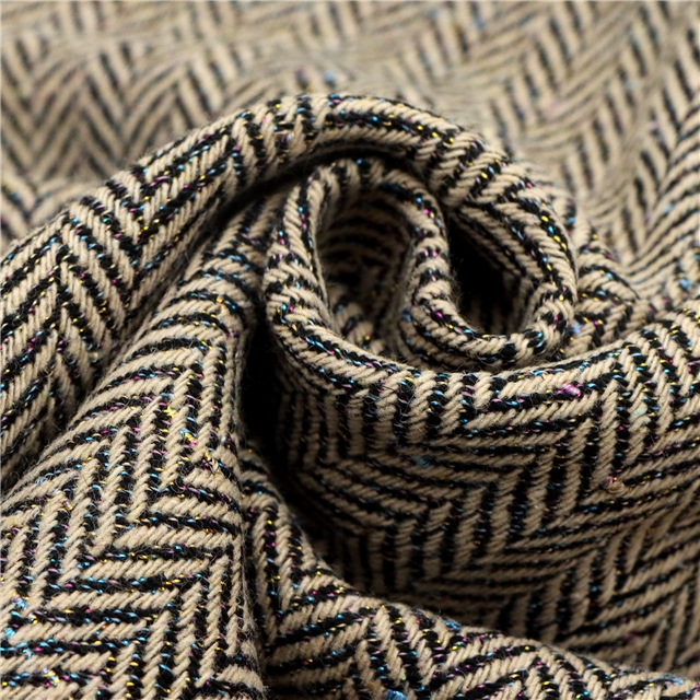 colorful bright silk woolen herringbone woolen fabric
