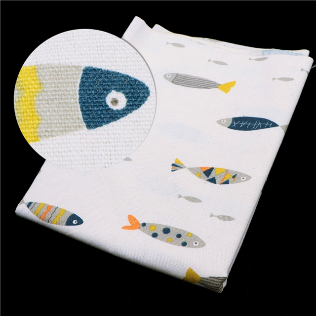 fish printing polyester cotton canvas fabric