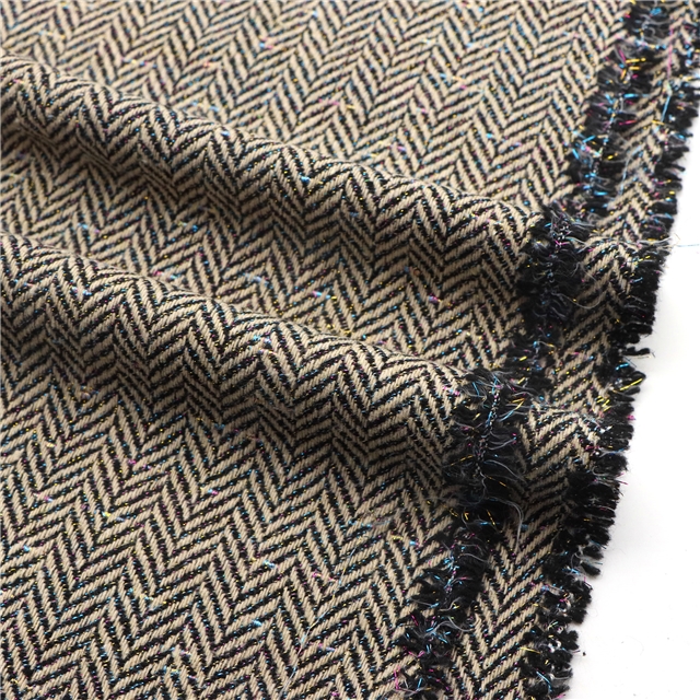 colorful bright silk woolen herringbone woolen fabric