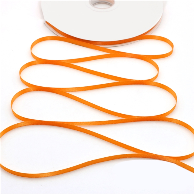 1/4" 6MM double side printed satin 1/4” YAMA double face satin 8800-006(100yard/roll) 668  Tangerine ,5yard