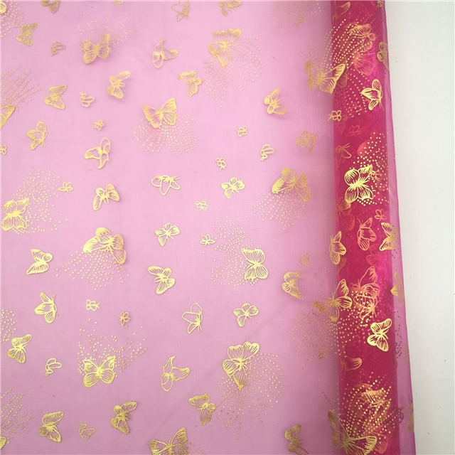 hot stamping heart-shaped organza fabric