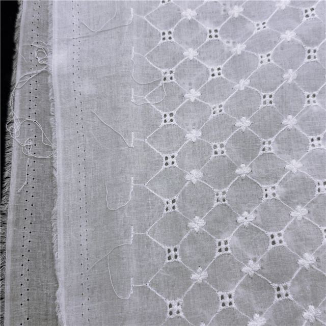 cotton embroidered hollow diamond pattern fabric