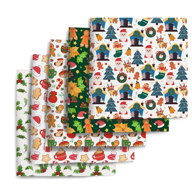 polyester cotton christmas series polyester cotton fabric set (10 pcs/set) polyester cotton fabric,20*20cm(7.9*7.9