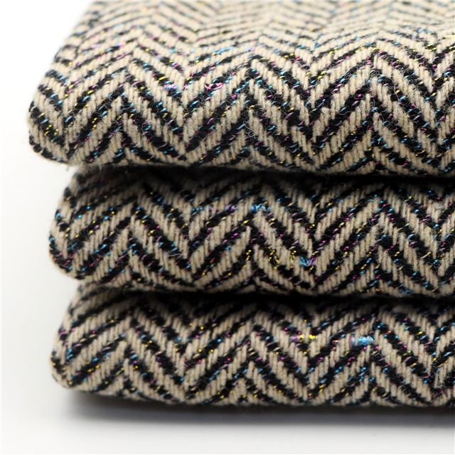 colorful bright silk woolen herringbone woolen fabric