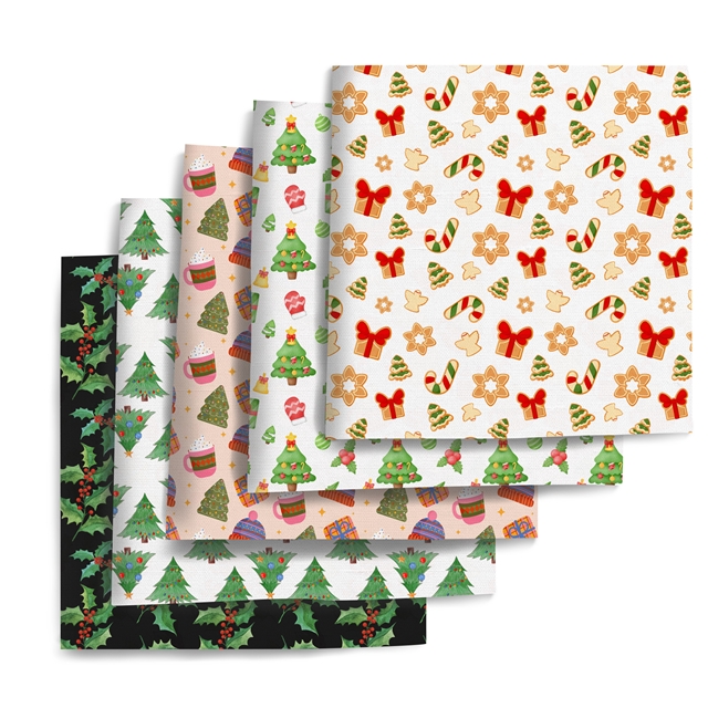 polyester cotton christmas series polyester cotton fabric set (10 pcs/set) polyester cotton fabric,20*20cm(7.9*7.9