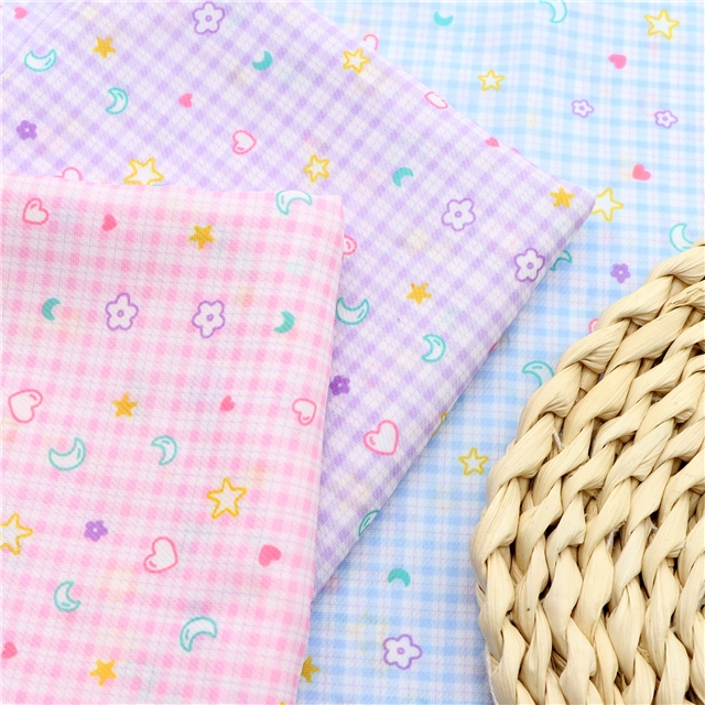heart star moon grid chiffon fabric