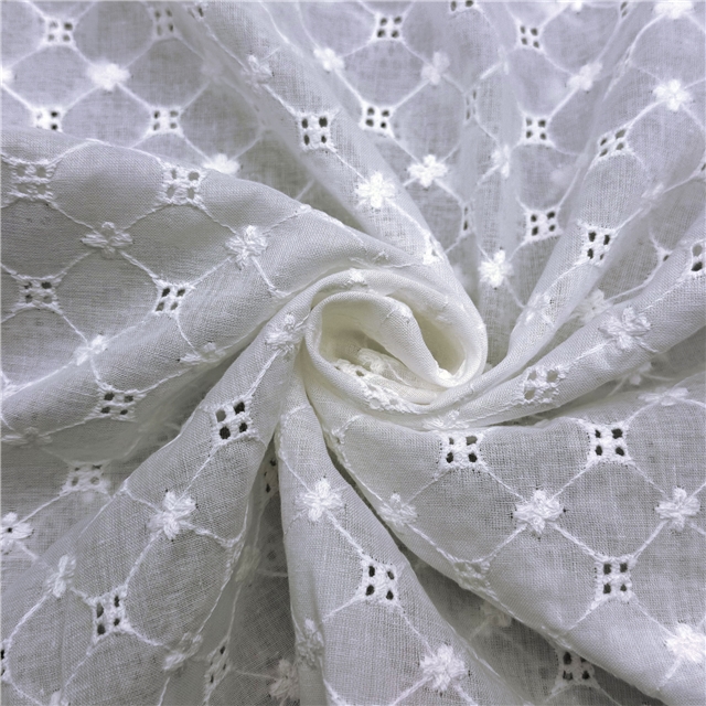 cotton embroidered hollow diamond pattern fabric