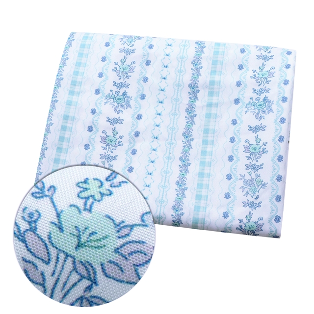 striped grid small floral polyester cotton fabric