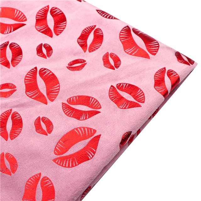 red hot stamping lips short plush fabric