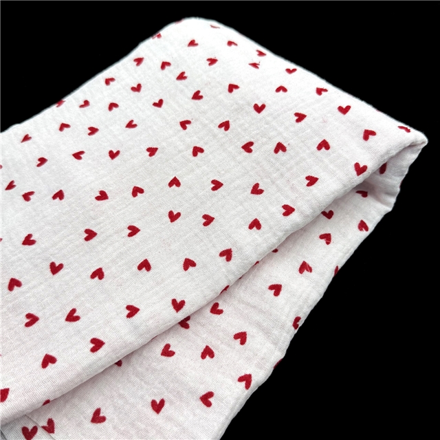 velvet heart 100% cotton double layers gauze fabric