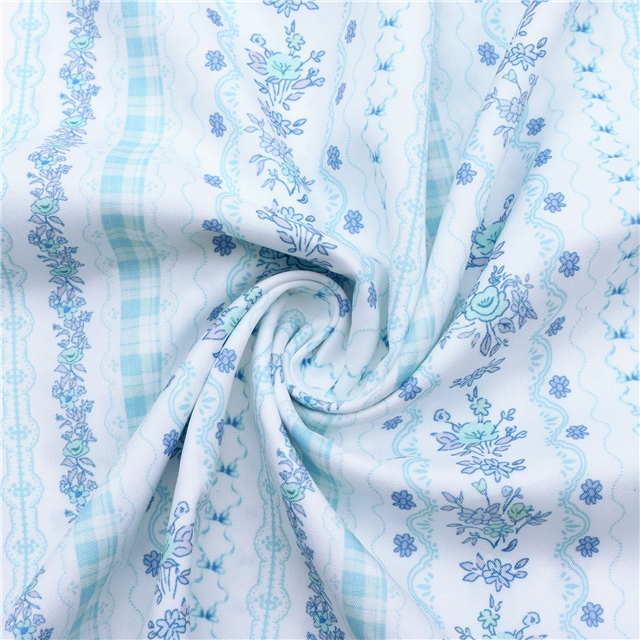 striped grid small floral polyester cotton fabric
