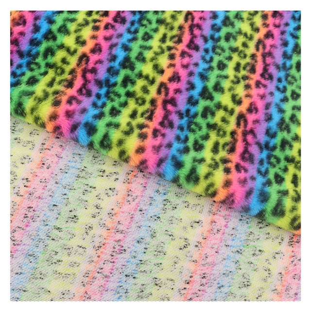 colorful leopard print rabbit fur fabric