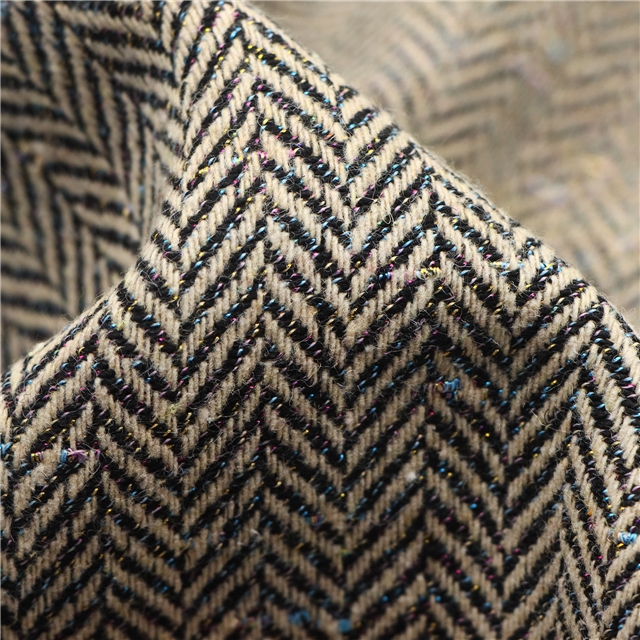 colorful bright silk woolen herringbone woolen fabric