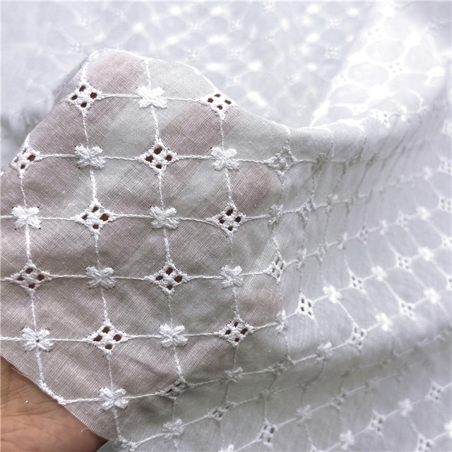 cotton embroidered hollow diamond pattern fabric