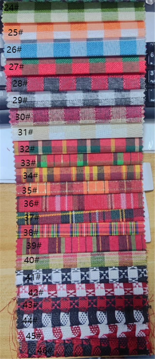 plaid gold and silver thread imitation linen fabric