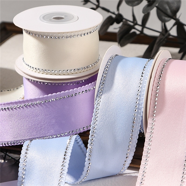 wave lace hotfix rhinestone solid color woven tape