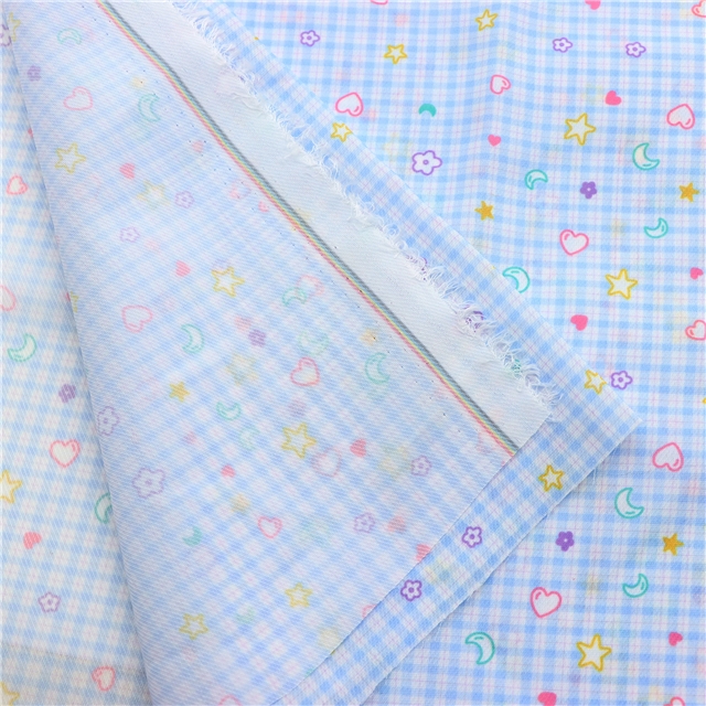 heart star moon grid chiffon fabric