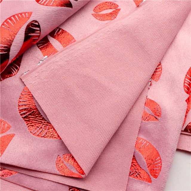 red hot stamping lips short plush fabric