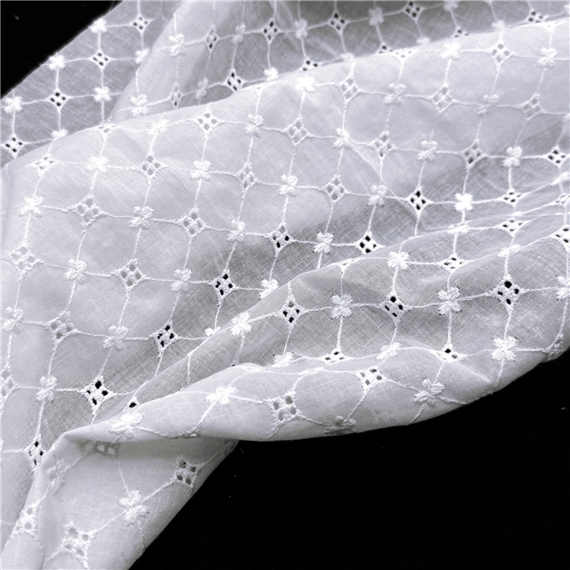 cotton embroidered hollow diamond pattern fabric