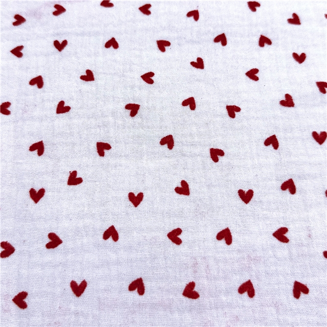 velvet heart 100% cotton double layers gauze fabric
