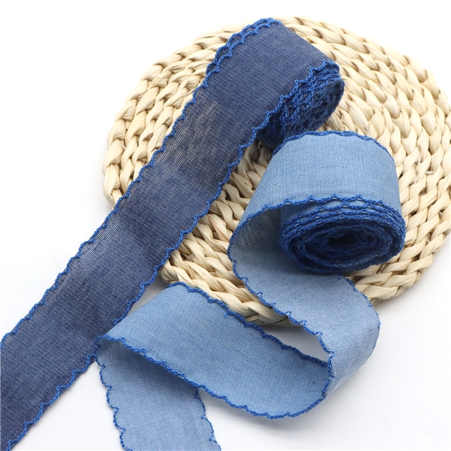 plain denim single layer monochrome hook ribbon