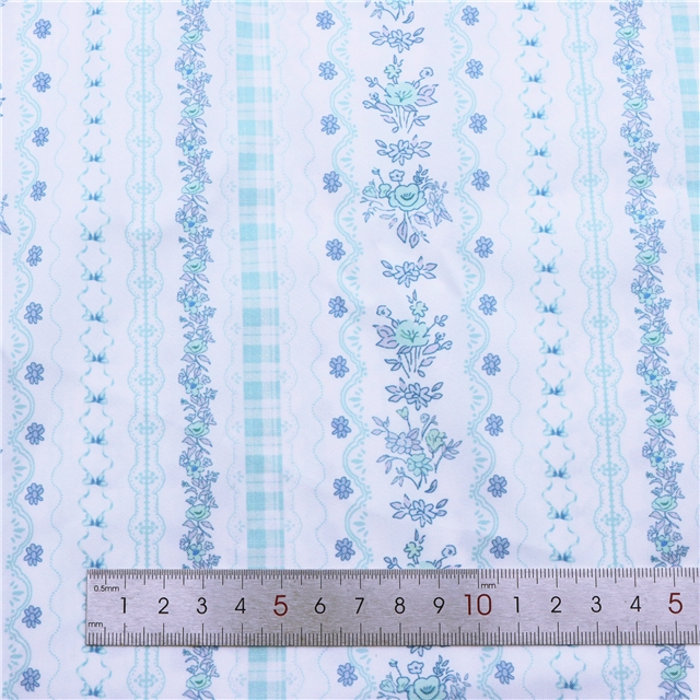 striped grid small floral polyester cotton fabric