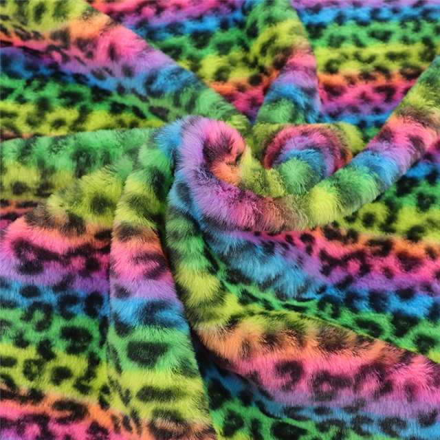 colorful leopard print rabbit fur fabric