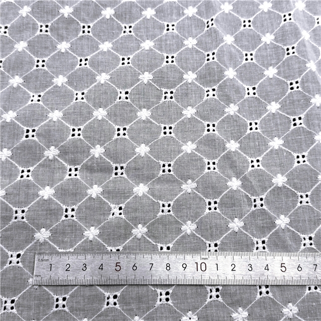 cotton embroidered hollow diamond pattern fabric
