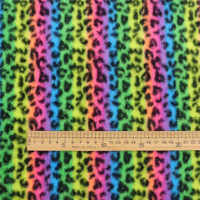 colorful leopard print rabbit fur fabric